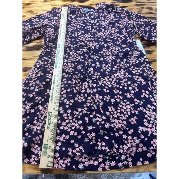 Draper James RSVP Blue White Floral Print V-Neck Smocked  Dress Size M Classic - Picture 4 of 10